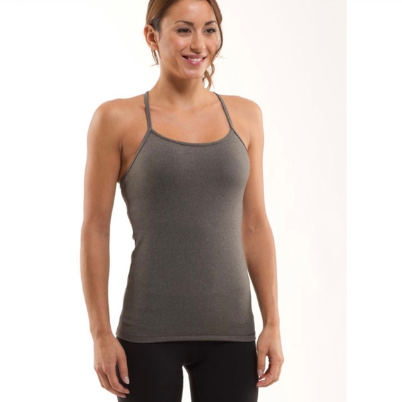 Lululemon Power Y Tank Heathered Navy-10 - Picture 3 of 4